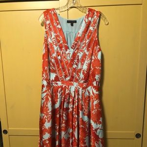 Aqua & red silk dress